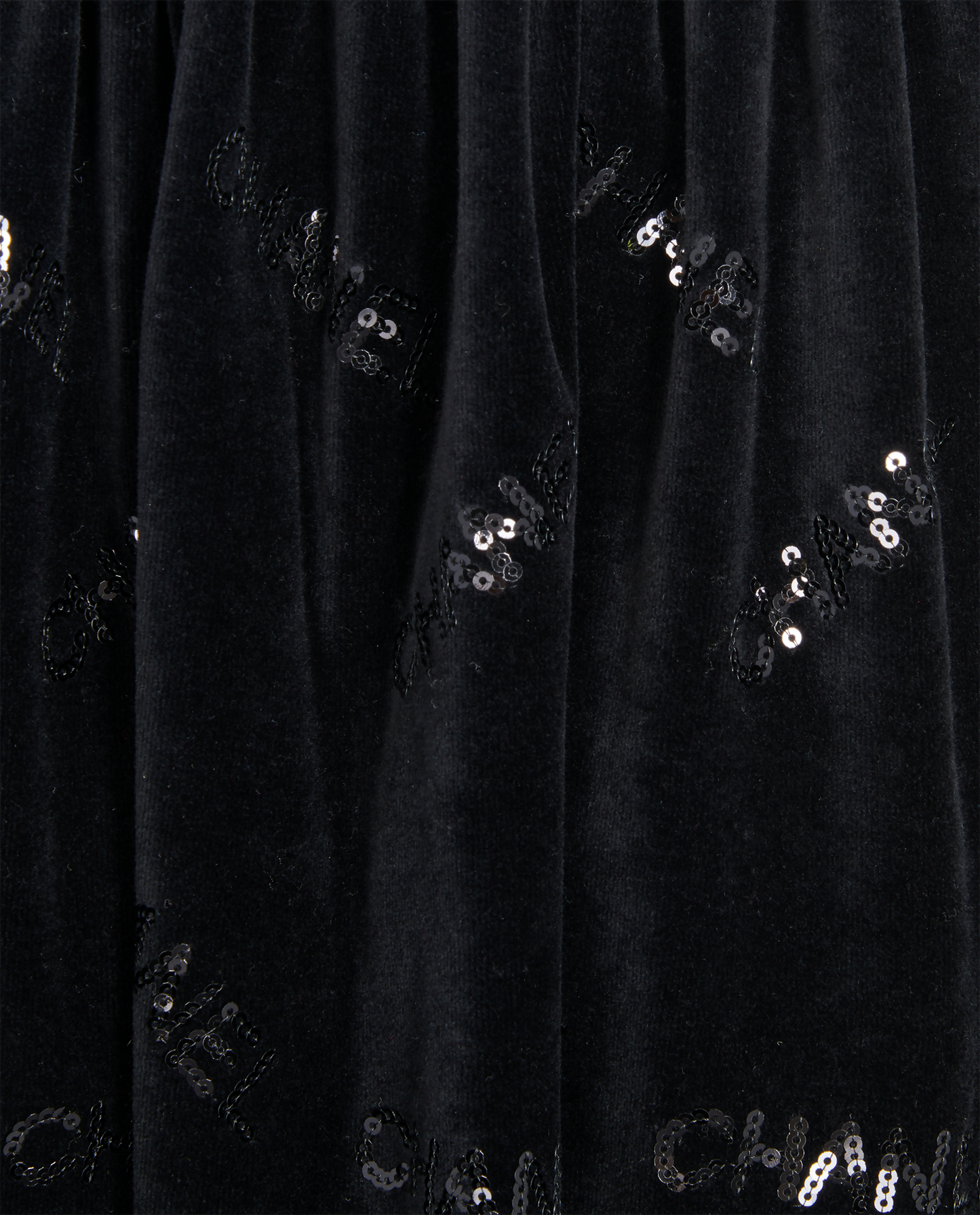 CHANEL 22B COCO NEIGE VELVET BLACK SEQUIN CC BOW SKIRT FR 38