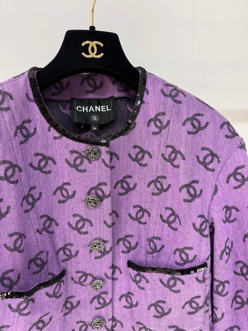 Chanel 22S purple denim cc jacket