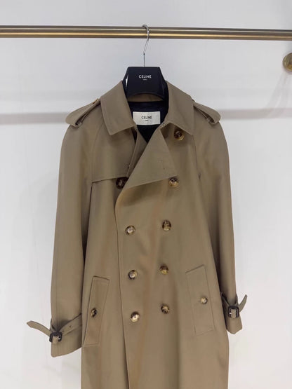 Celine khaki long trench coat,