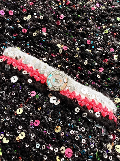 Chanel 24C black knit dress with colourful sequins