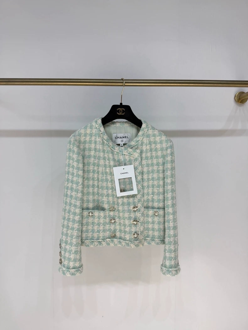 Chanel 23S green Mint tweed Jacket