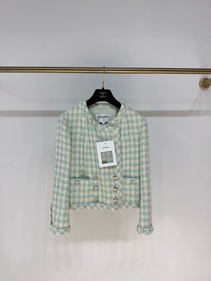 Chanel 23S green Mint tweed Jacket