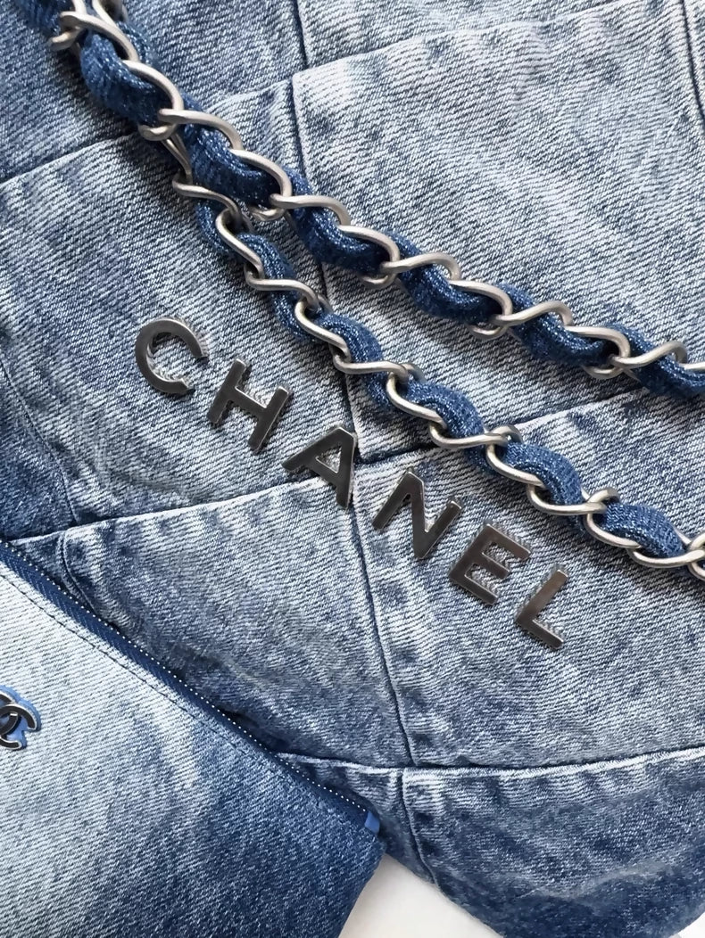 Chanel 23P Denim hobo bag with silver hardware