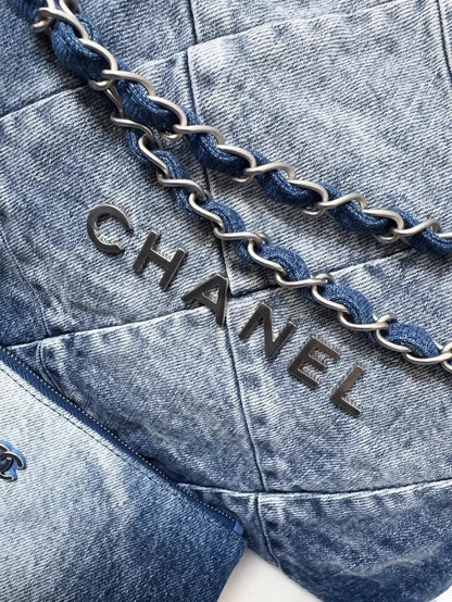 Chanel 23P Denim hobo bag with silver hardware