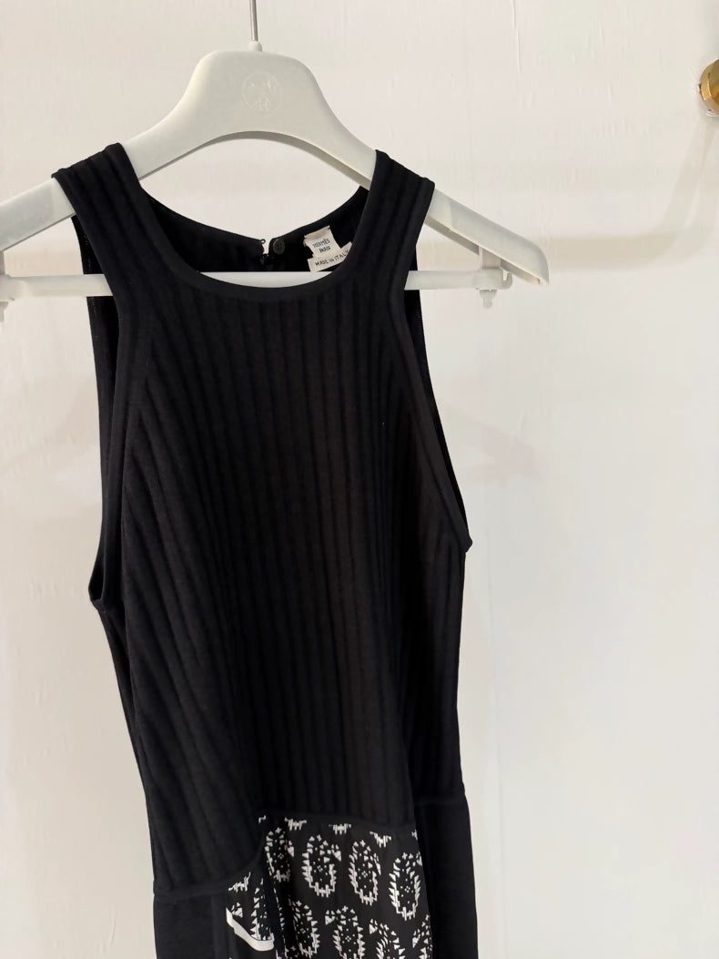Hermes black white silk jumpsuit