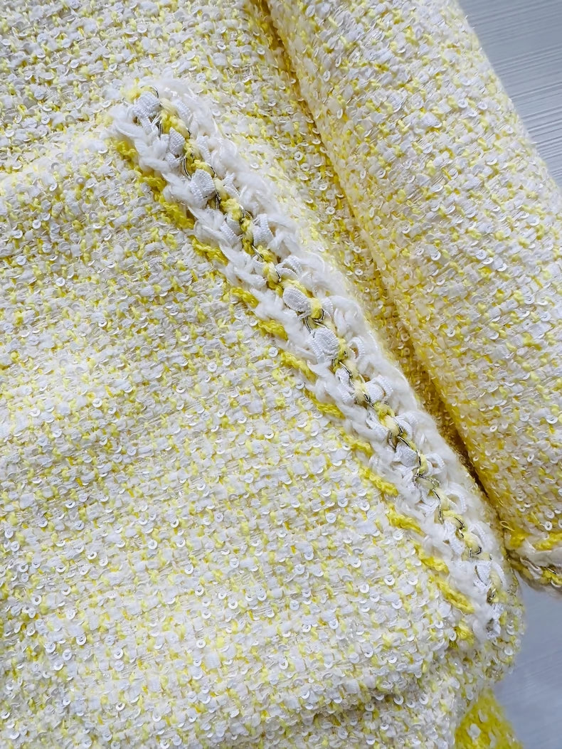 Chanel 19S Beach Collection yellow tweed jacket