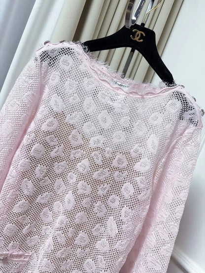 Chanel cherry blossom pink lace camellia dress