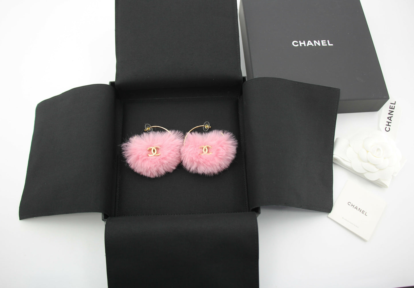 Chanel 24C Plush Early Spring Resort Collection Hoop Pink Stud Earrings