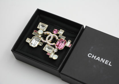 Chanel Vintage 05P Coloured Rhinestones Pink Brooch