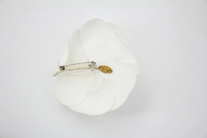 Chanel Vintage 81-85 Canvas White Camellia Brooch