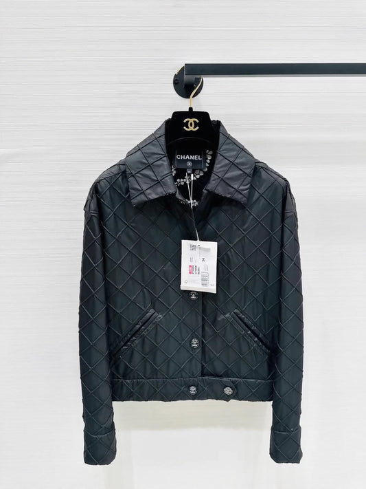 Chanel 25M black silk quilted jacket