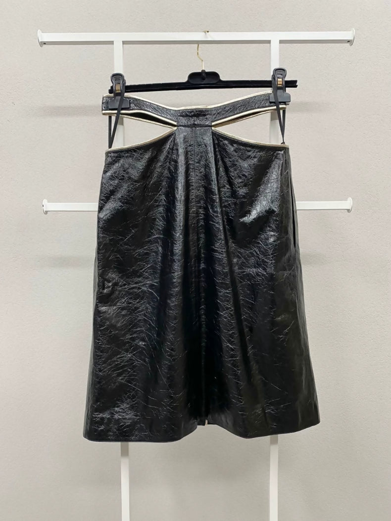 Chanel 22S black leather skirt