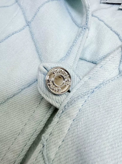 Chanel 26M light blue quilted denim top