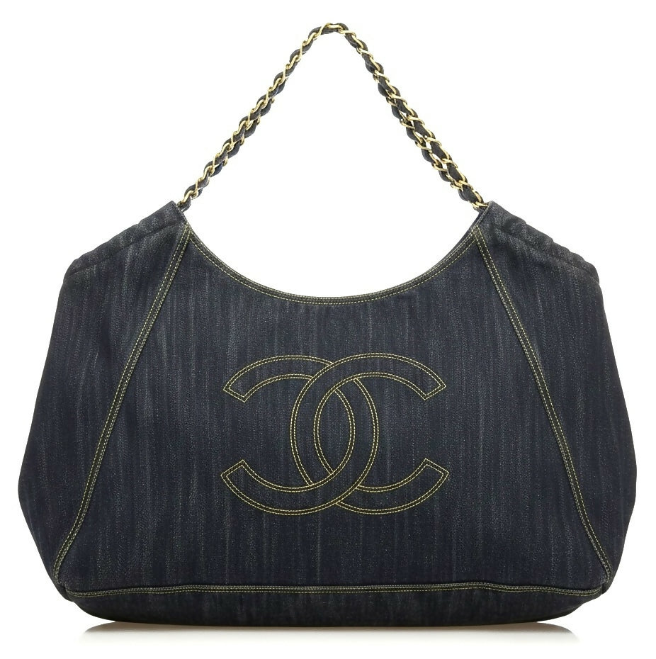 Chanel Blue Denim XL Coco Cabas Timeless Tote Bag with Pochette