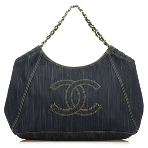 Chanel Blue Denim XL Coco Cabas Timeless Tote Bag with Pochette