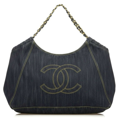 Chanel Blue Denim XL Coco Cabas Timeless Tote Bag with Pochette
