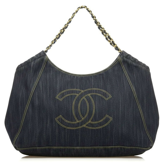 Chanel Blue Denim XL Coco Cabas Timeless Tote Bag with Pochette