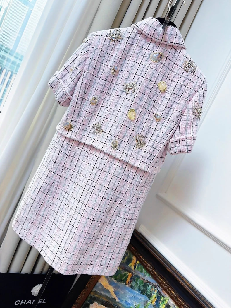 Chanel 25C pink tweed jacket-dress