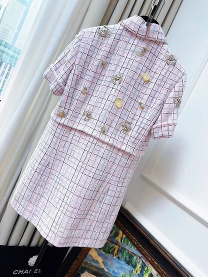 Chanel 25C pink tweed jacket-dress