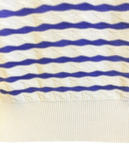 Chanel 19C La Pausa CC Wave Stripe Blue White Polo Shirt FR 36