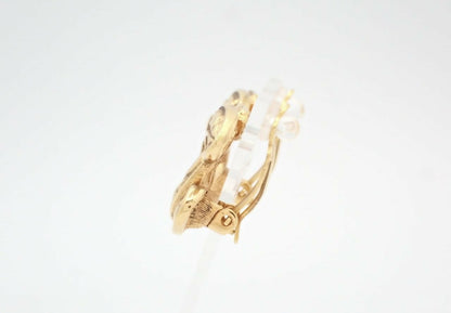Chanel Vintage 80-90 Gold Plated Quilted Matelassé Coco Mark Clip-on Earrings