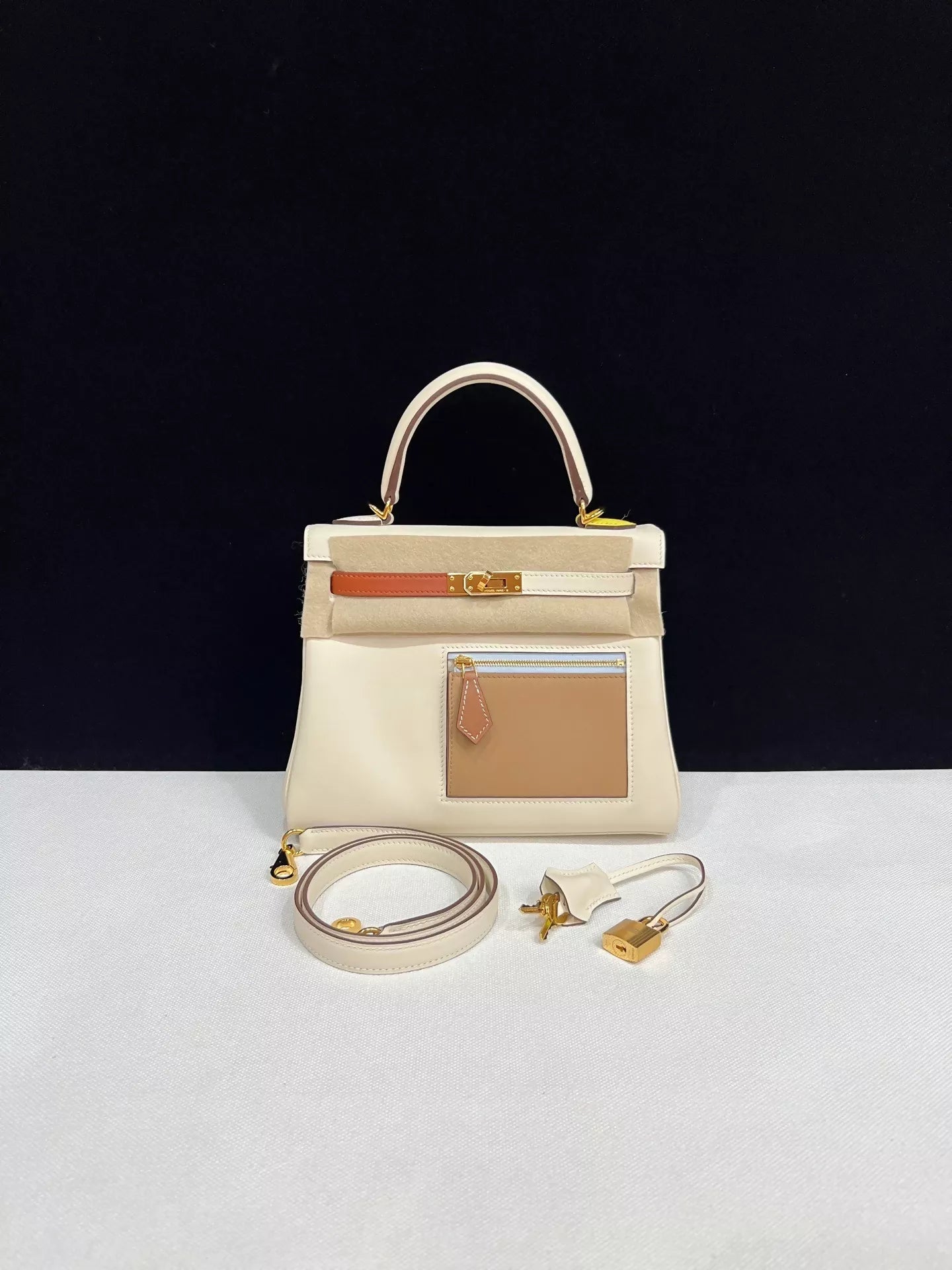 Hermes Kelly 25 Colormatic Retourne　Nata/Cuivre/Lime/Mauve sylvestre/Blue brume Swift leather Gold hardware
