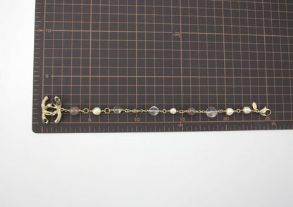 Chanel Vintage 11A Imitation Pearl Gripoix Bead Transparent Purple Bracelet