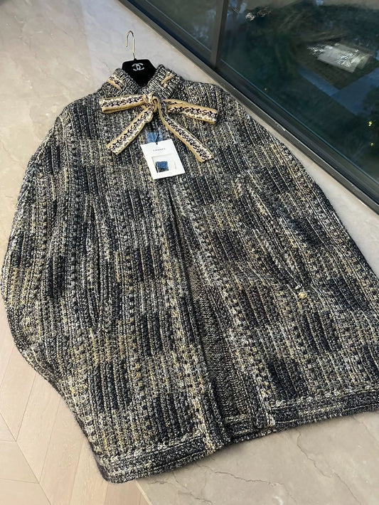 Chanel 16A Black and Gold Knitted Cape