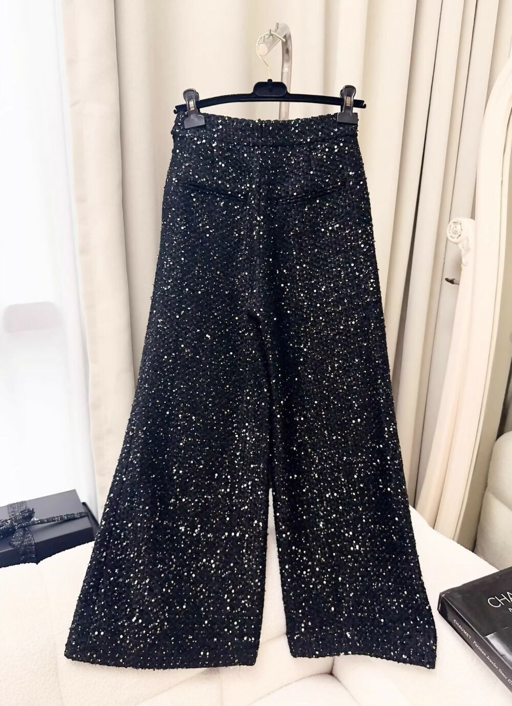 Chanel 22P black wide leg pants