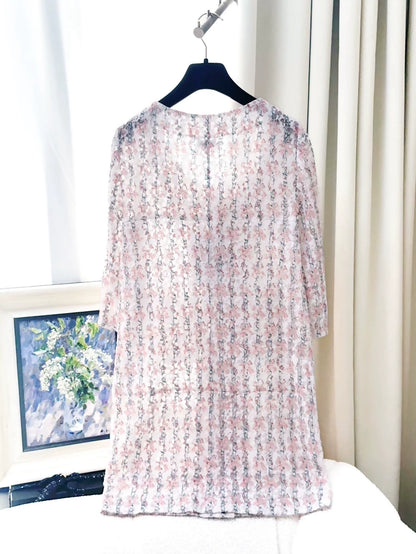 Chanel 23c Pink Floral Lace Dress