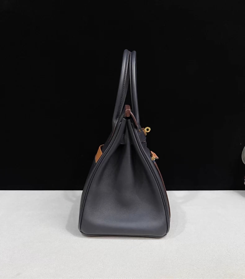 Hermes Birkin 30 Colormatic Blue/Black/Chai/Etoupe grey/Gold Swift leather Silver hardware