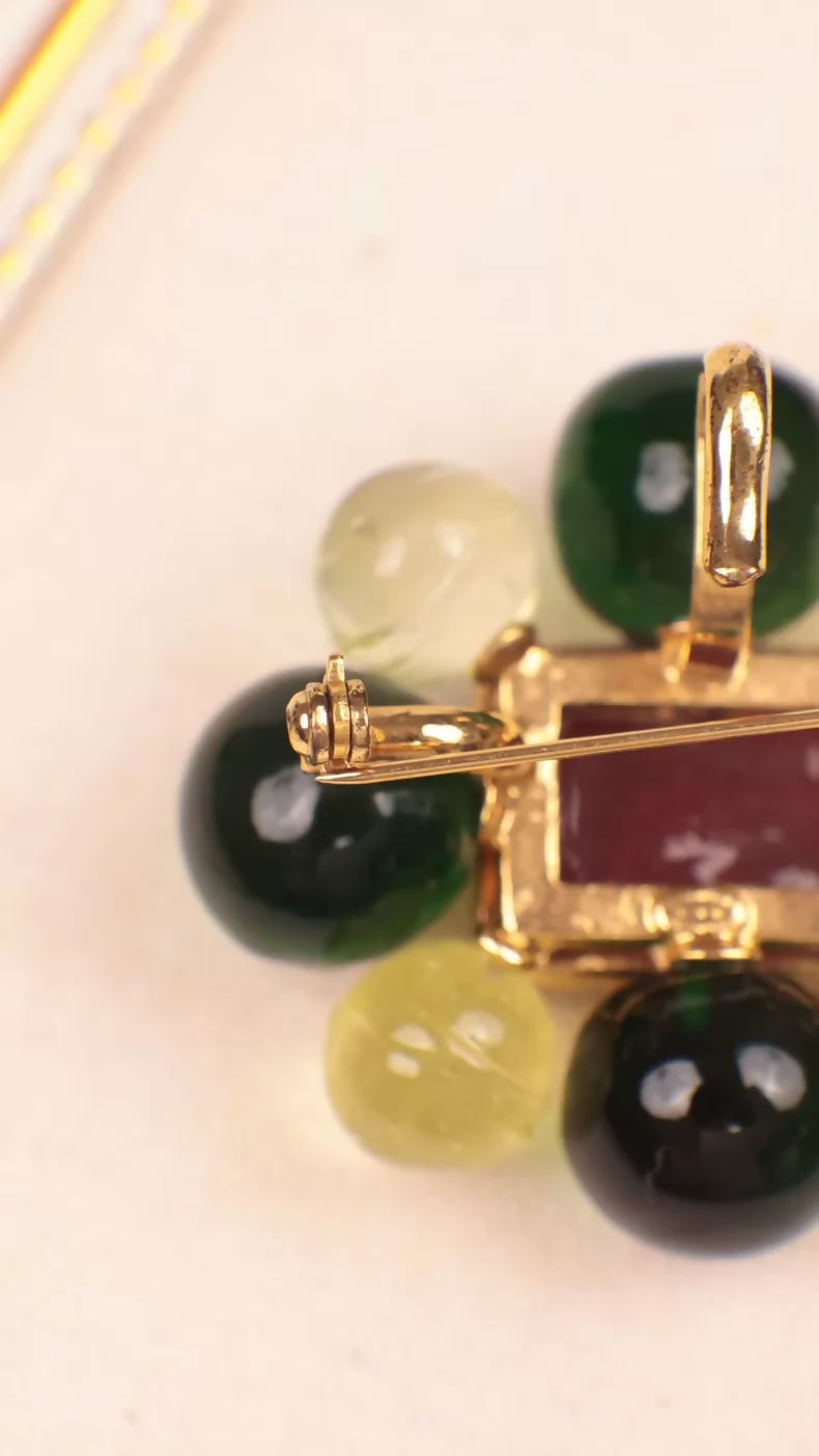 Chanel 1997 Multi-coloured Glass Brooch with Pendant
