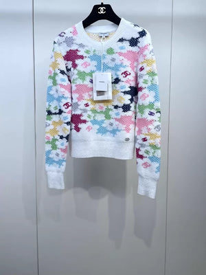Chanel 24P colorful camellia knit sweater