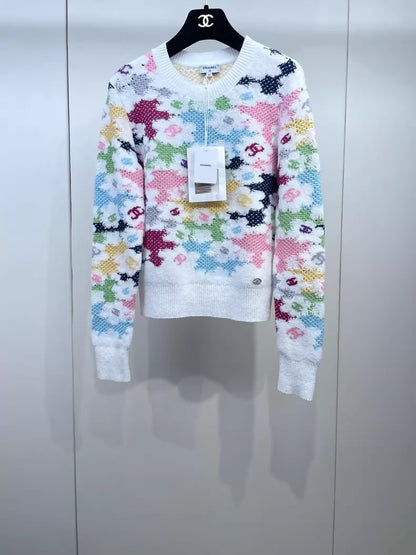 Chanel 24P colorful camellia knit sweater