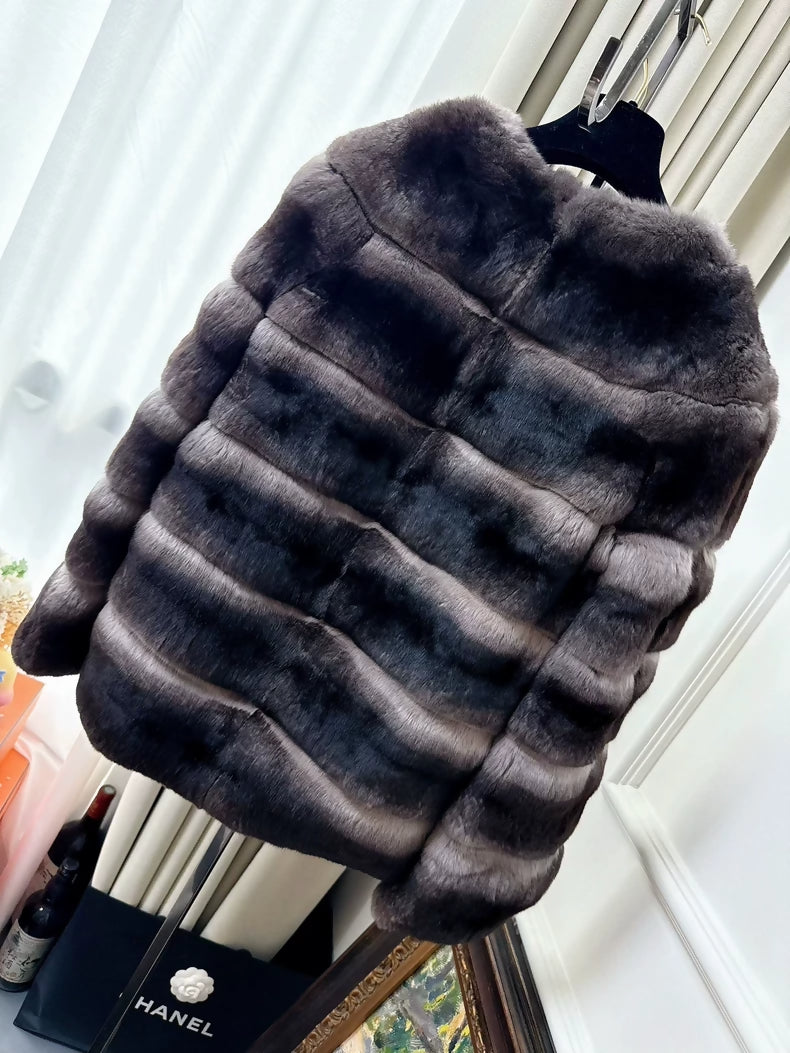 Dior brown/grey fur coat