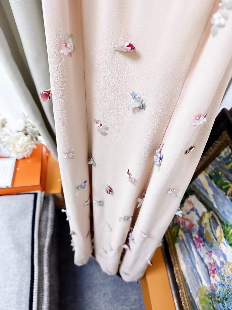 Chanel 23C nude floral beaded dress