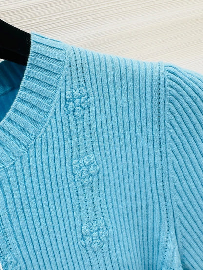 Chanel 25C blue knit top