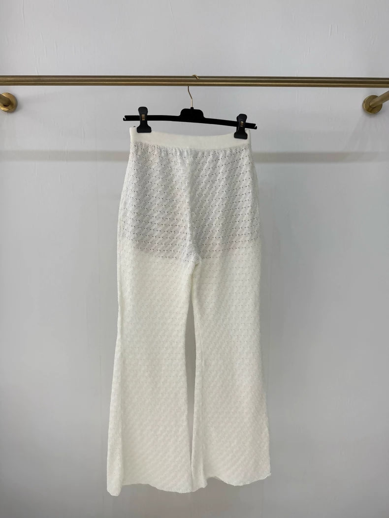 Chanel 23A white knit casual pants