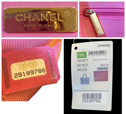 Chanel 19K Large Giant Logo Pink Tweed Shopping Tote Bag GHW