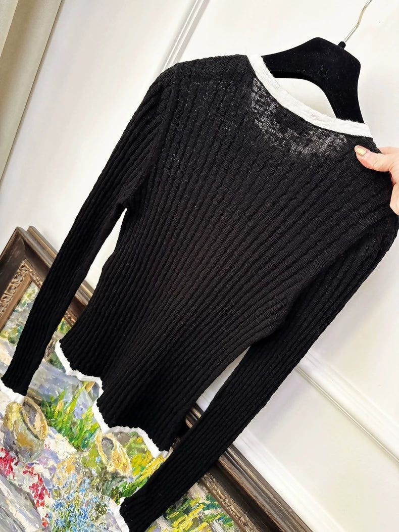 Chanel 22C black knit top