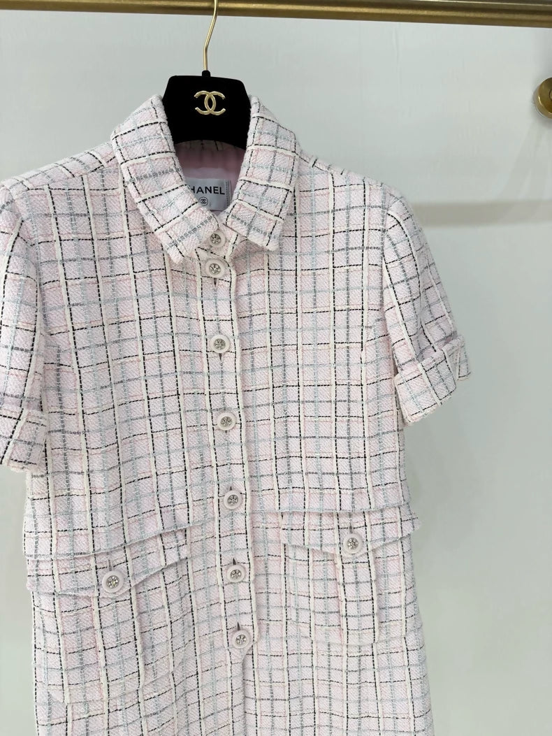 Chanel 25C pink Tweed Jacket Dress