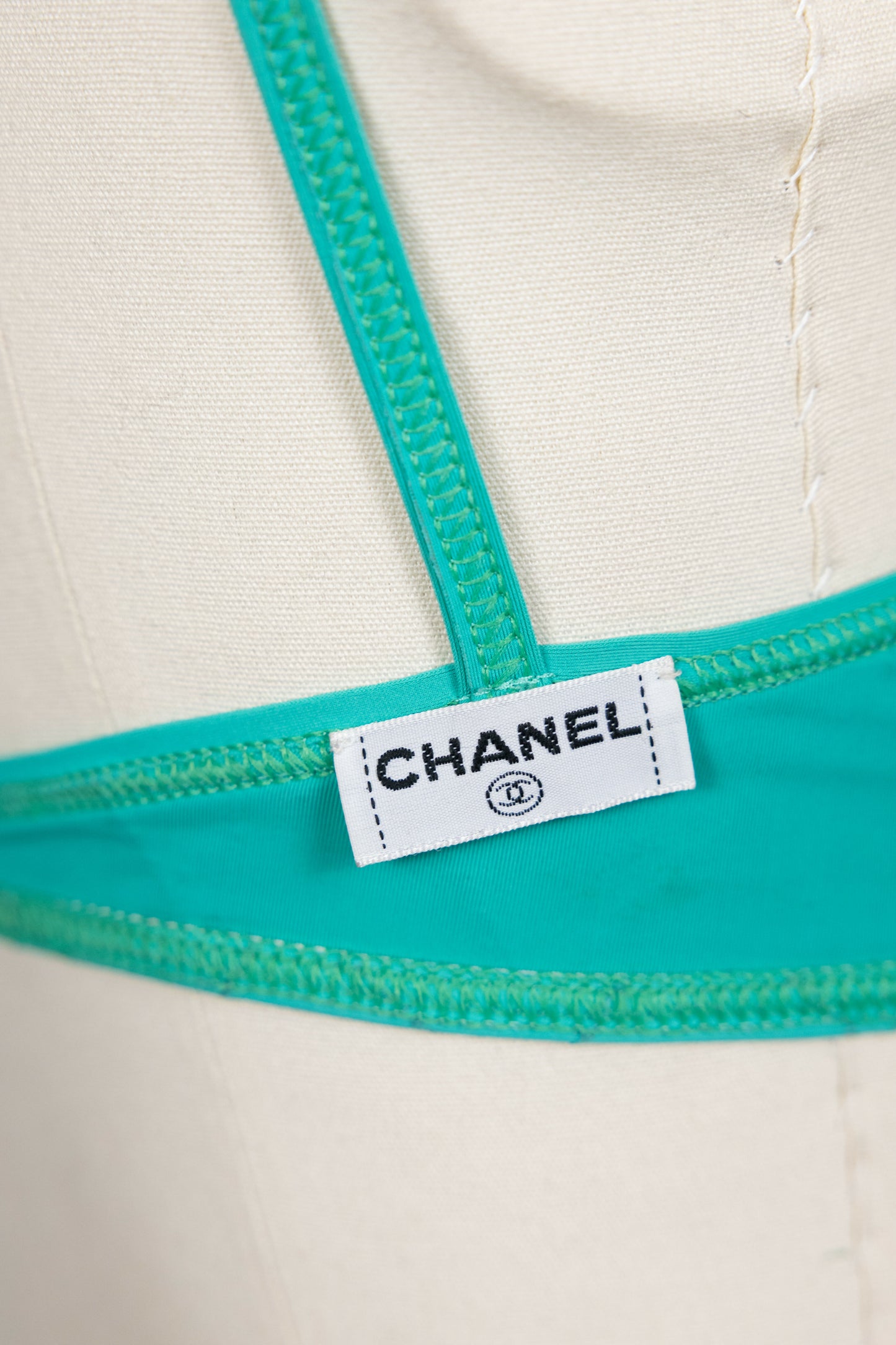 Chanel 1994 Cruise Vintage Teal Logo Quilted Bikini