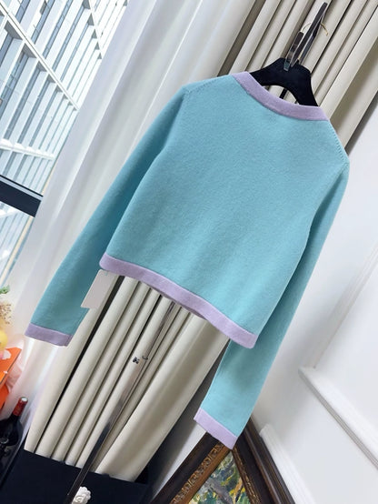 Chanel 24C blue, pink and purple cashmere cardigan