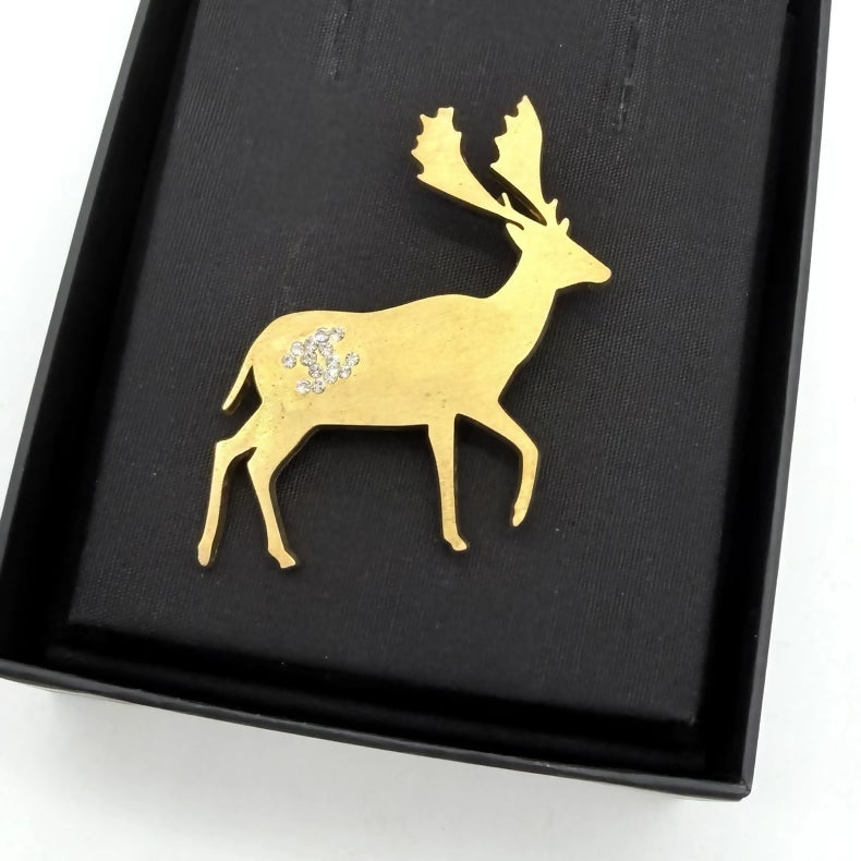 Chanel gold deer brooch