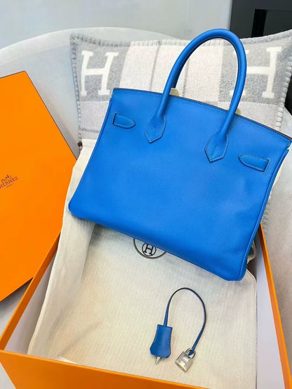 Hermes Birkin 30 Tanzania Blue Epsom Leather Palladium Hardware