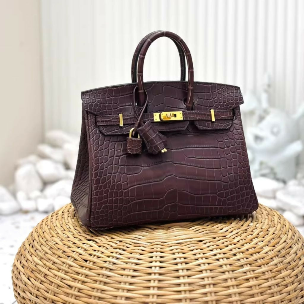 Hermès Birkin 25 Havana Matte Crocodile with Gold Hardware