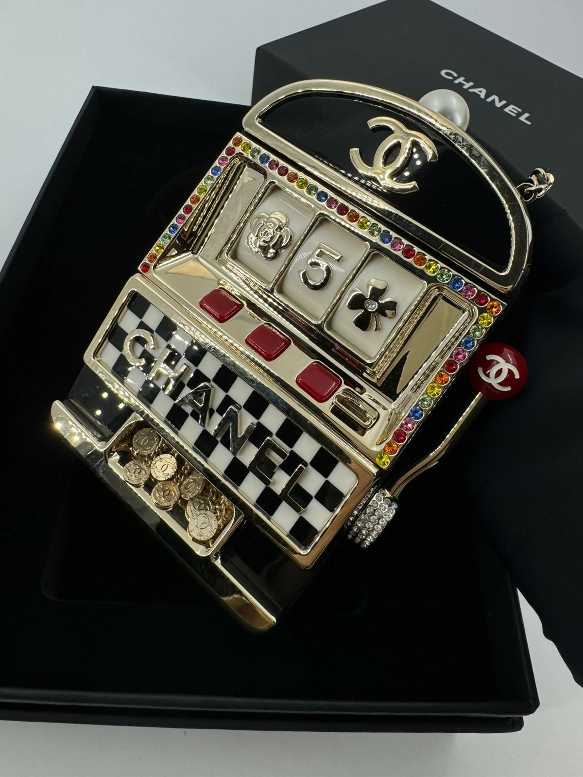 Chanel 2023 Plexiglass Resin and Rhinestone Multicoloured Slot Machine Minaudière Bag