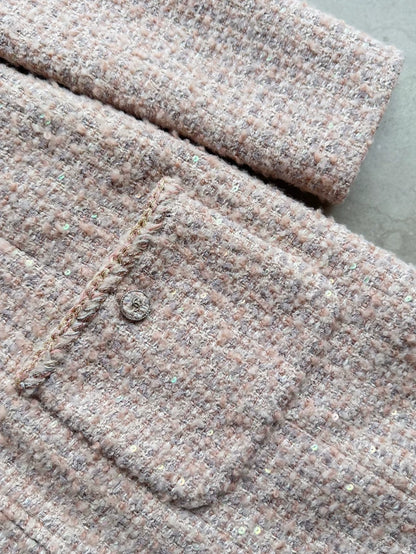 Chanel 24B Pink Tweed Four-Pocket Long Coat