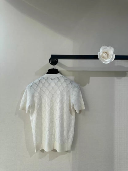 Chanel 24k white cashmere knit top