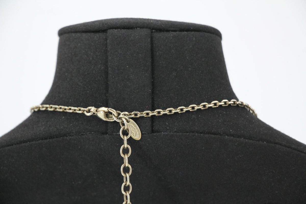 Chanel Vintage 06P Enamel Double-Sided Beige Camellia CC Logo Heart Necklace